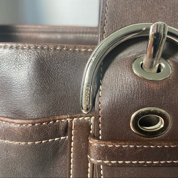 Coach Brown Large Leather Satchel Shoulder Bag - Picture 3 of 9